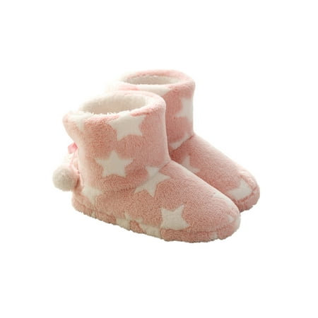 

Avamo Womens Lightweight House Boots Round Toe Winter Comfort Plush Lining Indoor Home Shoes Pink 7~7.5