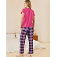 thumbnail image 6 of Avidlove Women's Pajama Set 2 Piece Short Sleeve Pj Tops with Long Plaid Pajama Pants Casual Loose Lounge Set Sleepwear, 6 of 7