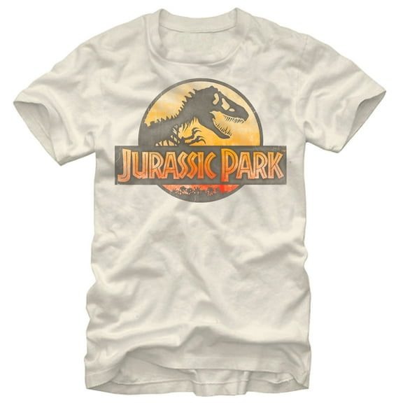 Men's Jurassic Park Logo Watercolor Print  Graphic Tee Cream Small