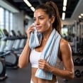 thumbnail image 4 of Cotton Hand Towel - Quick Dry Highly Absorbent Soft Bath Towel for Bathroom, Kitchen, Gym, and Travel Use for Men and Women, 13.39 X 29.13 Inch Light Blue, 4 of 6