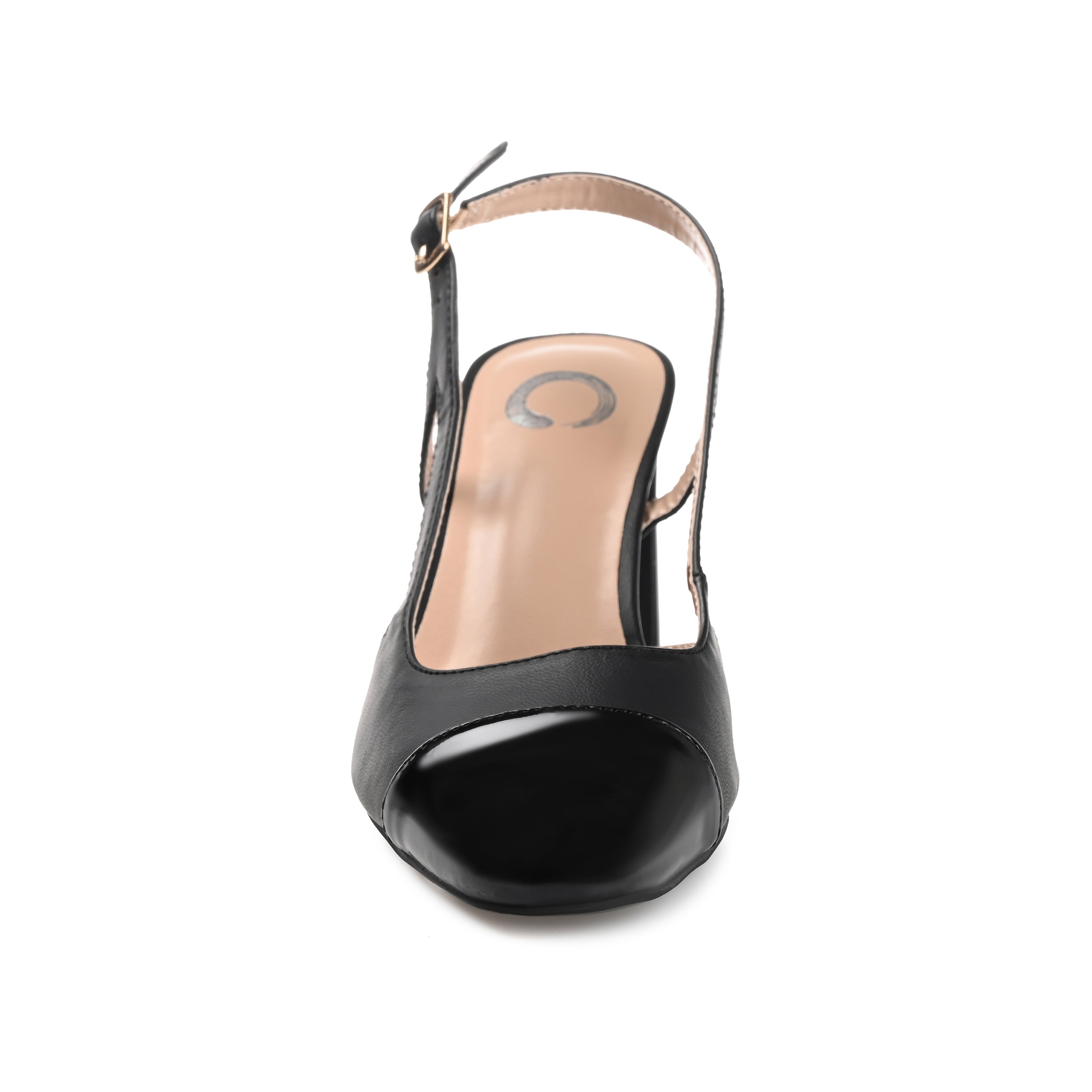 Journee Womens Reignn Sling Back Mid Block Heel Almond Toe Pumps, Widths Available