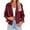 Burgundy, variant on Double Breasted Women Solid Color Casual Crop Trench Coat Lady Office Jacket with Pocket