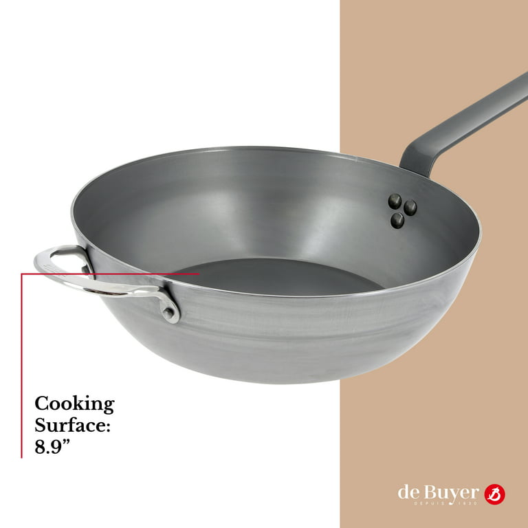  de Buyer MINERAL B Carbon Steel Country Fry Pan - 9.5” - Ideal  for Sauteing, Simmering, Deep Frying & Stir Frying - Naturally Nonstick -  Made in France: Home & Kitchen