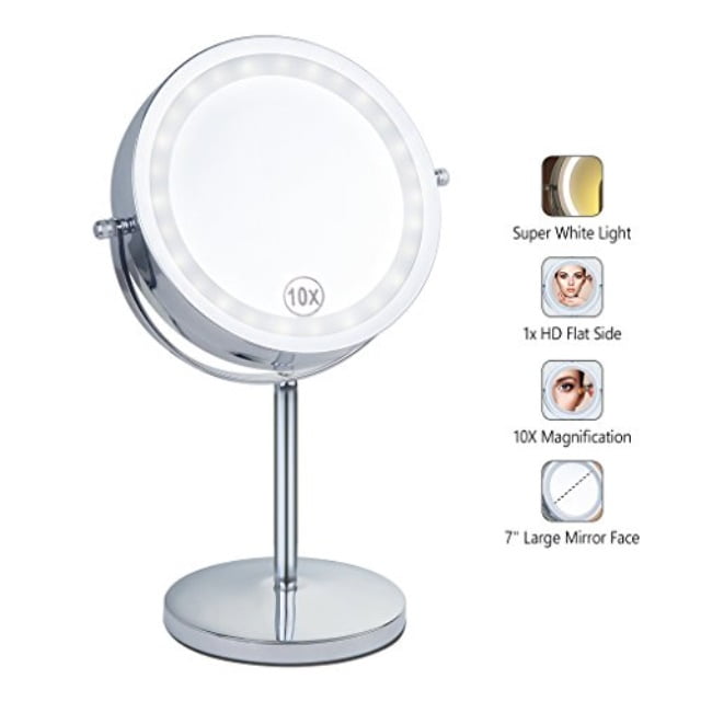 Lighted Makeup Mirror 10x Off, Fancii Mira 10x Magnifying Led Lighted Makeup Mirror