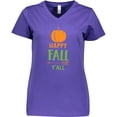 thumbnail image 3 of Inktastic Happy Fall Y'all, Pumpkin, Arrow, Fall, Autumn Women's V-Neck T-Shirt, 3 of 5