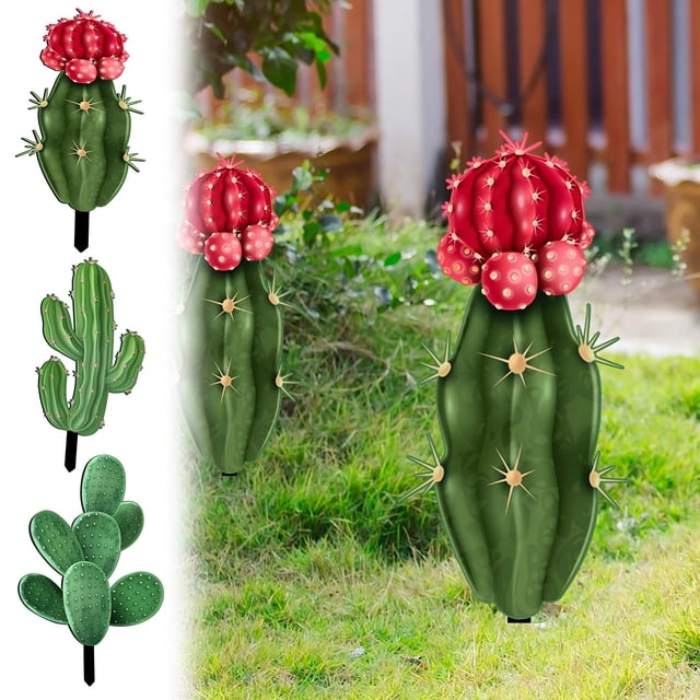 Plantas verde cactus para decoración exterior en jardines de patio - Suculentas artificiales realistas en pack de 2