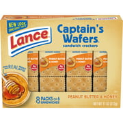 Lance Sandwich Crackers, Captain's Wafers Peanut Butter and Honey, 8 Ct Box
