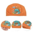 thumbnail image 3 of Unique Bargains 1 Pc Knitted PU Cartoon Crocodile Swim Cap Orange, 3 of 6