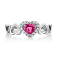 thumbnail image 2 of Gem Stone King 0.76 Ct Heart Shape Pink Created Sapphire 925 Sterling Silver Women's Ring (Size 9), 2 of 2