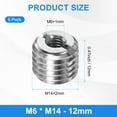 thumbnail image 3 of Uxcell 6-Pcs Adaptadores de Rosca Tuerca Reductora M14x2 Macho a M6x1 Hembra 12mm, 3 of 7