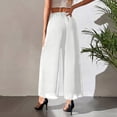 thumbnail image 4 of Women's Wide Leg Chiffon Palazzo Pants, Elegant Flowy High Waisted Loose Business Casual Trousers with Pockets, 4 of 5