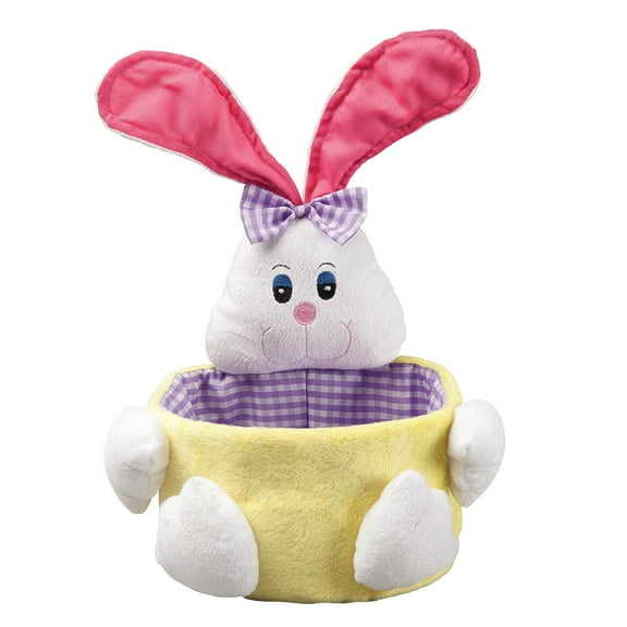 Plush Girl Easter Bunny Basket Tote, 11” High