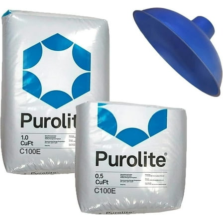 Purolite Ion Exchange C100E 1.5cuft 48k Water Softener Replacement Resin with Funnel Included