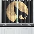 thumbnail image 2 of MKHERT Wolf Howling At The Full Moon Window Curtains Kitchen Curtain Room Bedroom Drapes Curtains 26x39 inch, 2 Piece, 2 of 3
