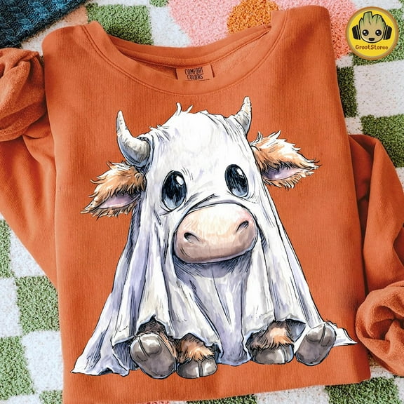 Moo I Mean Boo Sweatshirt, Halloween Highland Cow Sweatshirt, Western Halloween Sweatshirt, Cute Fall Highland Cow Ghost Sweatshirt, Spooky Boo ghost Sweatshirt, Cow Lover Sweatshirt