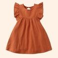 thumbnail image 6 of Tfken Soft Dresses Girls Comfy Holiday Travel Solid Color Flutter Sleeve Comfortable Dresses Fashion For Party Summer Toddler Cute Clothes Size 4-5 Years, 6 of 6