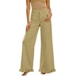thumbnail image 2 of Jerdar Womens Ruffle Wide Leg Jeans Cropped Elastic Casual Loose High Waisted Baggy Denim Pants with Pockets For Daily Wear Pants M, 2 of 6