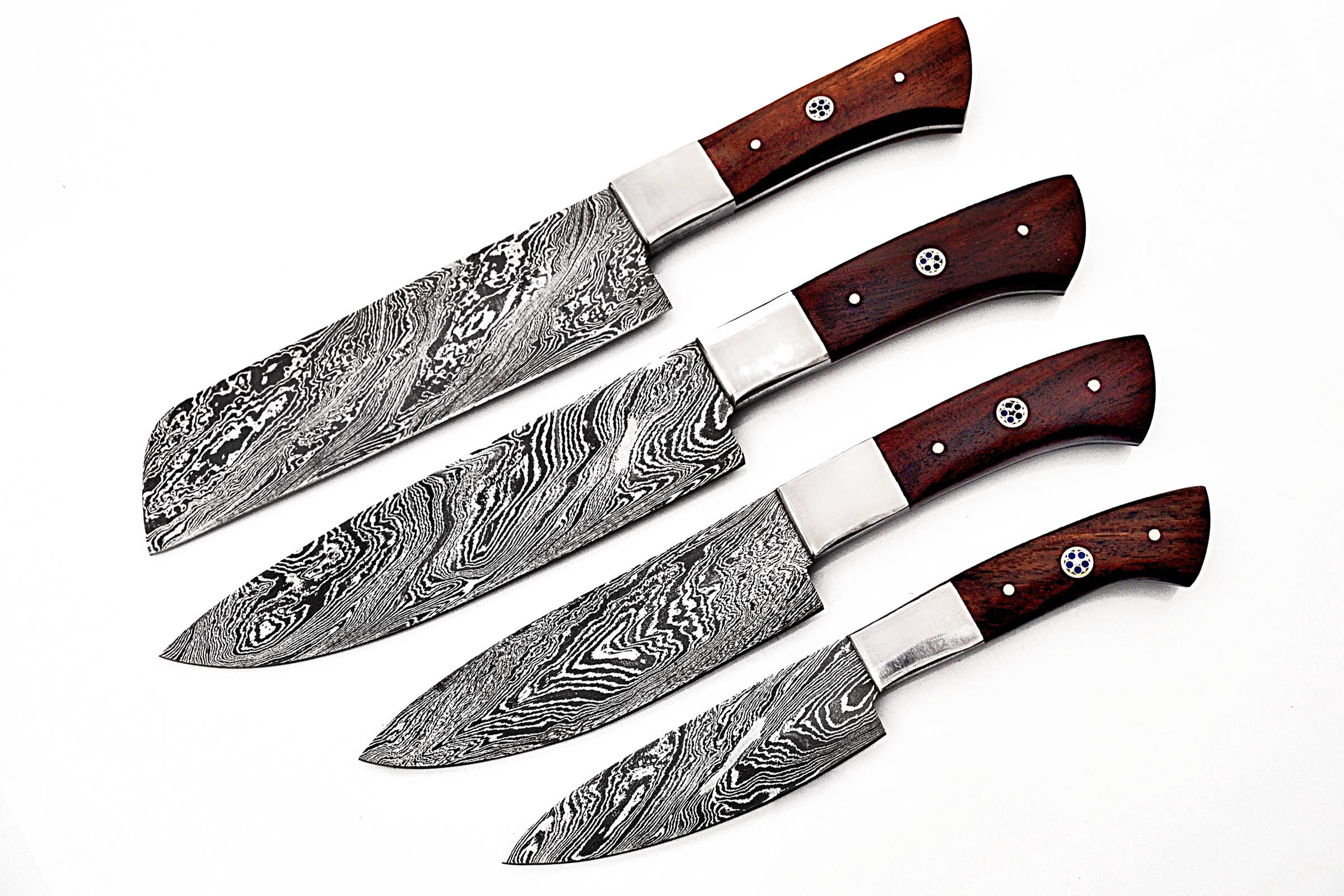 Smart & Sharp Custom Handmade Damascus Chef Knives Set/Kitchen Knives 4 Pieces Set 17307 (Rose wood)