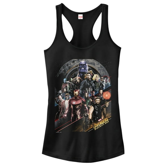 Junior's Marvel Avengers: Infinity War Character Scene Racerback Tank Top Black Medium