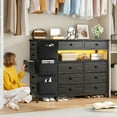 thumbnail image 3 of EnHomee Dresser for Bedroom with 13 Drawers and LED Lights Black Dressers & Chests of Drawers Fabric Dresser for Closet,43.3"L x 11.8"W x 40.2"H, 3 of 8
