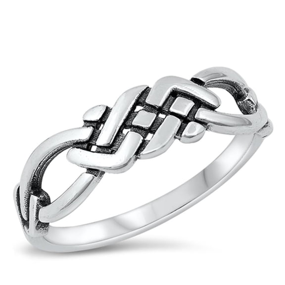 Cute Oxidized Celtic Knot Ring .925 Sterling Silver Band Jewelry Female Male Unisex Size 4