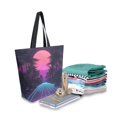 thumbnail image 2 of FORMRS Womens Canvas Tote Bag with Zipper Inner Pocket Shoulder Handbag, Night Neon Road, 2 of 7