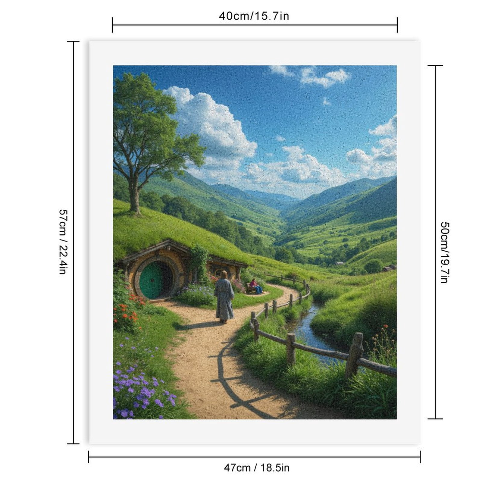 Paint By Numbers Kit for Adults Beginner - DIY Green Hillside Pathway Village Canvas Painting Kits for Adults, Frameless Paint By Number for Adults for Home Wall Decor 16x20 Inch