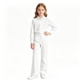 thumbnail image 6 of Uniform Pants for Girls Elastic Waist Bell Bottom White Uniform Pants Girls Back to School Clothes Size 5-16 Years, 6 of 7