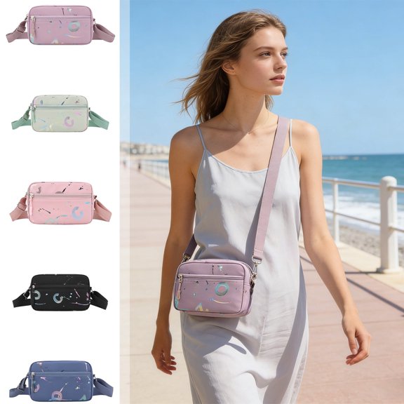 Women's Crossbody Phone Bag Small Square Shoulder Purse, Lightweight Cloth Travel Wallet for 6.7 Inch Cell Phone, Casual Everyday Shopping Bag