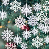 DiHTing 6pcs Large White Snowflakes Ornaments 12” Big Plastic Glitter Snowflake for Winter Indoor Outdoor Christmas Tree Window Room Decorations Giant Craft Snowflakes
