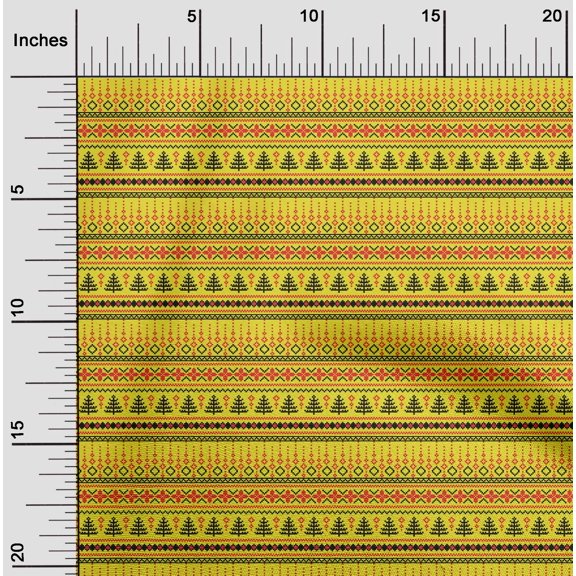 oneOone Viscose Chiffon Yellow Fabric Merry Christmas Dress Material Fabric Print Fabric By The Yard 42 Inch Wide-1AY