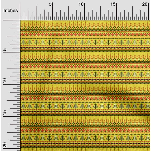 oneOone Cotton Poplin Twill Yellow Fabric Merry Christmas Craft Projects Decor Fabric Printed By The Yard 56 Inch Wide