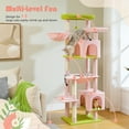 thumbnail image 4 of PEQULTI 69" Multi-Level Cat Tree Cat Tower for Indoor Pet with 5 Scratching Post & Hammock Pink, 4 of 7