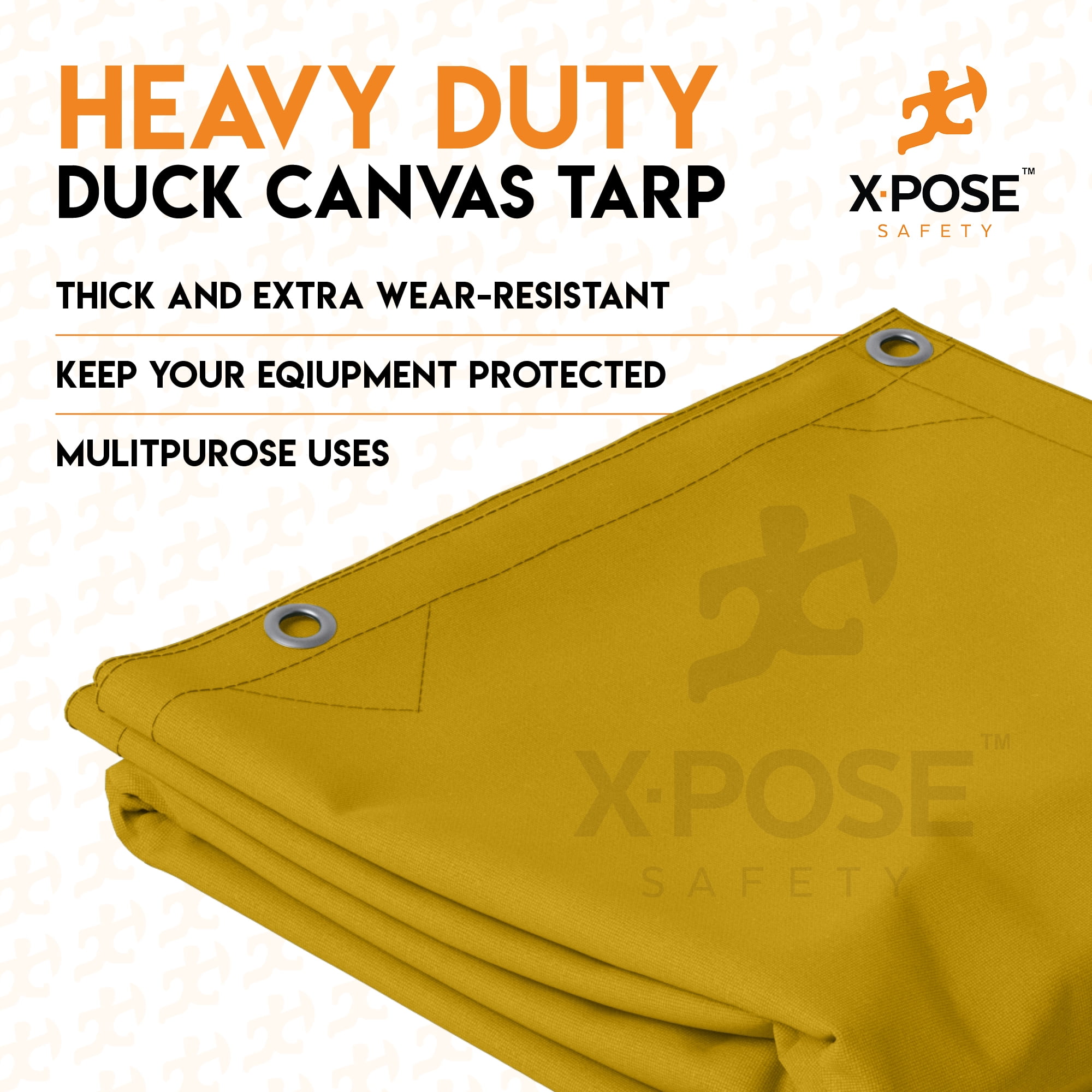 Xpose Safety Canvas Tarp - Tan 12' x 24' Duck Canvas Heavy Duty 12