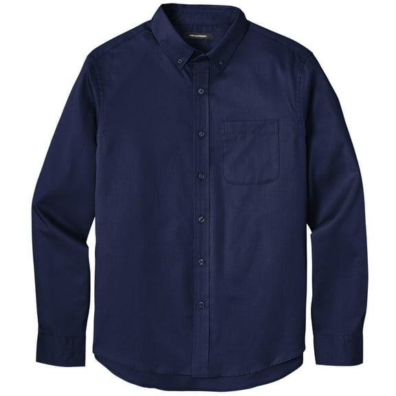 Men's Easy-Care Wrinkle-Resistant Twill Shirt with Pocket, Extra-Small Navy Blue