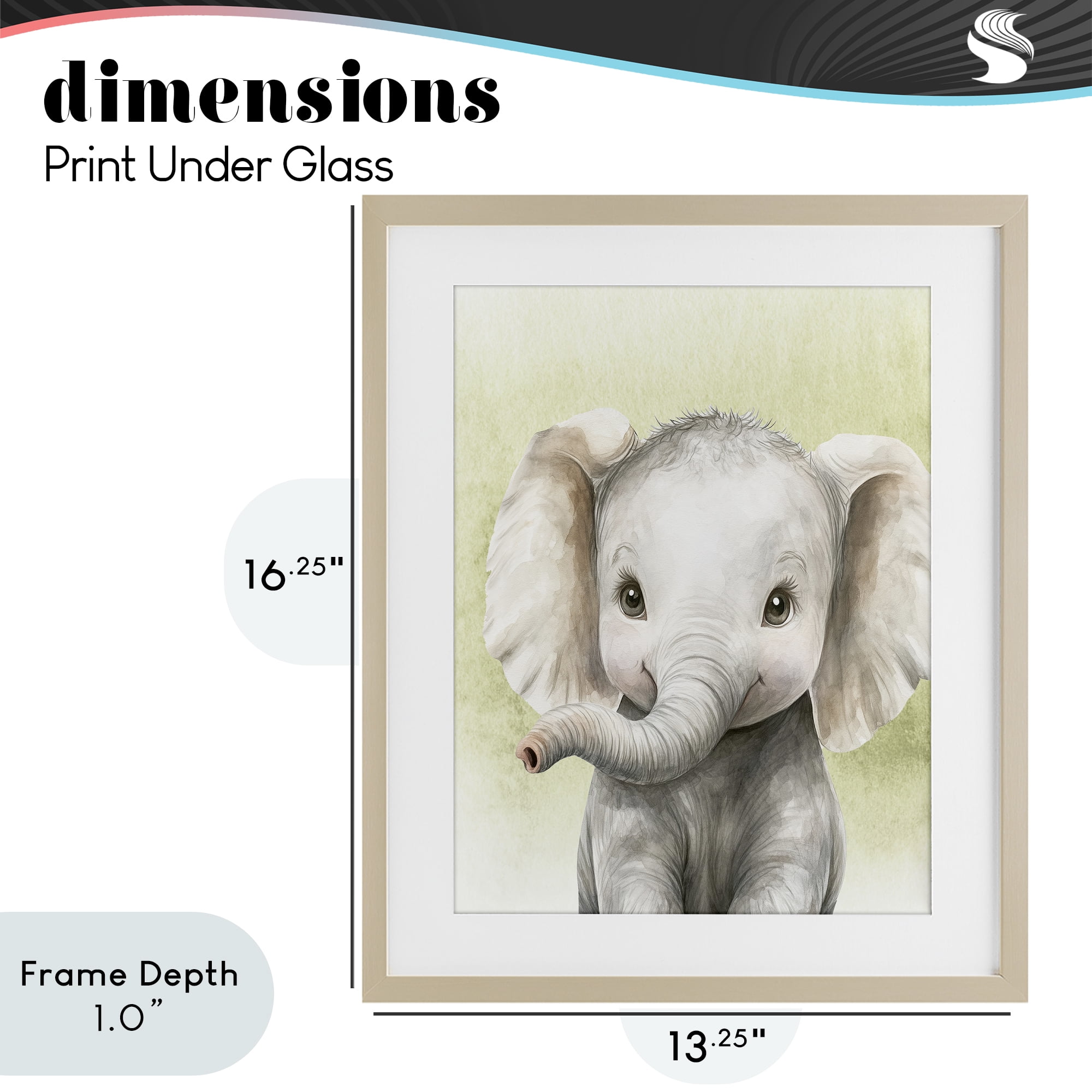 Stupell Industries Jungle Friends Baby Elephant Birch Framed Print Under Glass, design by Christine Simpson Art