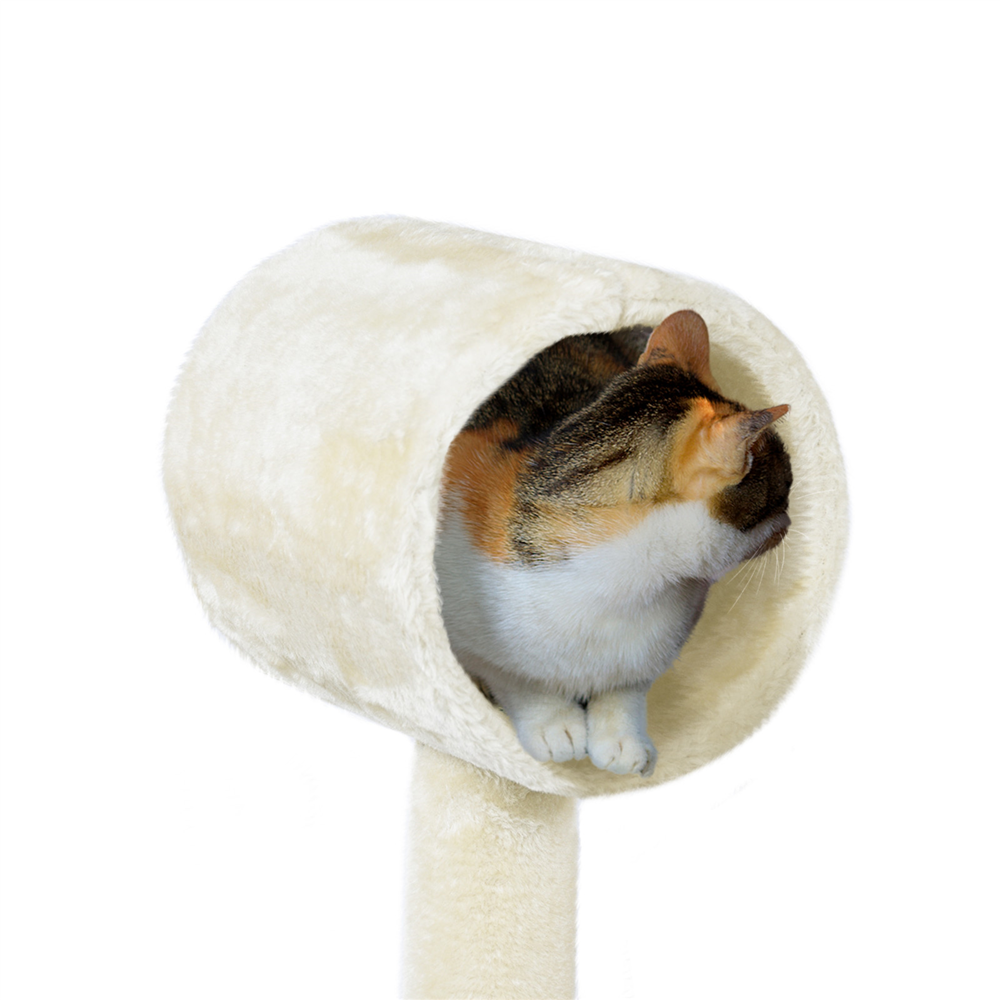 Easyfashion Cat Tree & Condo Scratching Post Tower, Beige, 52.2" - image 7 of 12