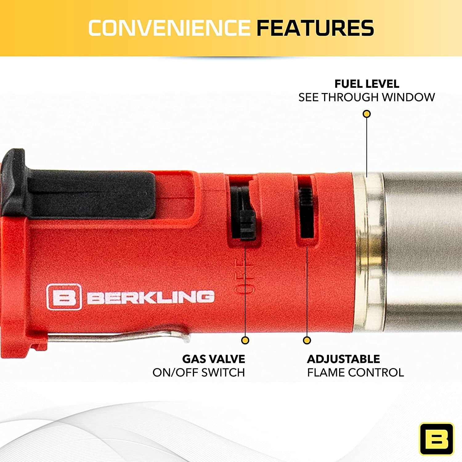 Berkling Premium Butane Soldering Iron - Portable Cordless Welding Micro Solder Torch Heat Gun, 3 Pro Grade Tips, 15g 60/40 Rosin Core Solder Wire, Mini Wrench, Sponge