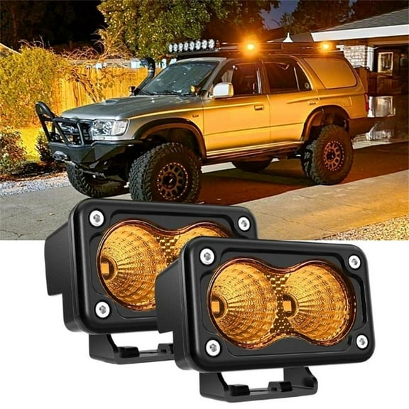 Nilight Amber Motorcycle Light Pods 2 Pcs 3" 1070LM Flood Offroad Driving Auxiliary Fog Lights Built-in EMC for SUV ATV Truck Boat Tractor
