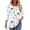 B-Flroal white, variant on UVN Women Tunic Tops Summer 3/4 Length Sleeve Blouses Casual Crewneck Shirt Pleated Loose Tops
