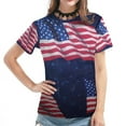 thumbnail image 4 of EQWLJWE Hauts d'Été pour Femmes Hauts pour Femmes Liquidation Femmes T-shirt Décontracté Fête de l'Indépendance Imprimé Col Rond Manches Courtes Chandail Blouse Hauts, 4 of 6
