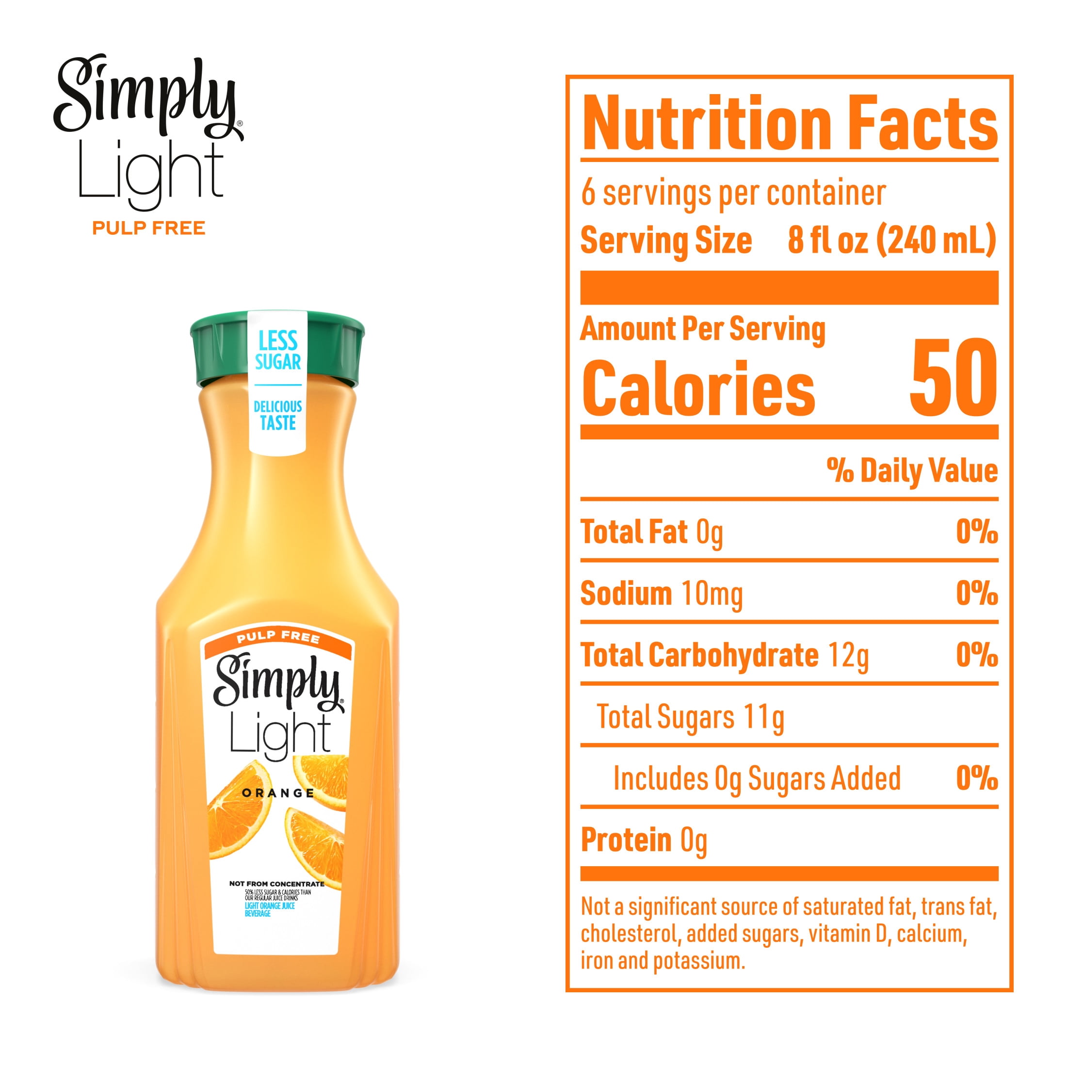 Simply Light Pulp-Free Orange Juice Bottle, 46 fl oz