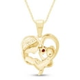 thumbnail image 3 of AFFY Garnet & White Cubic Zirconia Mom Heart Pendant Necklace 14k Yellow Gold over Silver, 3 of 5