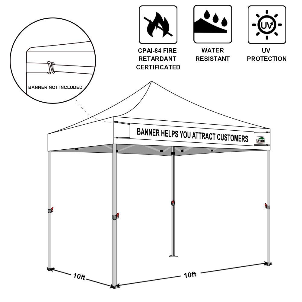 Eurmax Smart 10'x10' Pop up Canopy Tent Outdoor Festival Tailgate Event Vendor Craft Show Canopy Instant Shelter with 1 Removable Sunwall and Backpack Roller Bag Bonus 4X Stakes - image 2 of 3