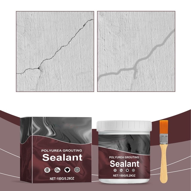 Scellant pour Coulis Polyurea 150 g / Réparation de Surface Efficace, Imperméable et Résistante aux Fissures / Adhésif à Haute Résistance à Polymérisation Rapide / Grand Application pour la Construction / Comprend une Brosse