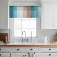 thumbnail image 3 of Teal Brown Ombre Valance Curtains for Kitchen/Living Room/Bathroom/Bedroom Window, Rod Pocket Small Topper Half Short Window Curtains Voile Sheer Scarf, Vintage Country Wooden 60"x18", 3 of 8