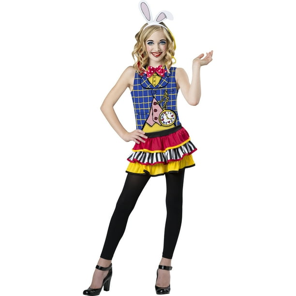 Alice In Wonderland White Rabbit Girls Teen Halloween Costume Walmart Com Walmart Com