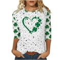 thumbnail image 2 of xixinqiwan Womens St Pats Funny Long Sleeve T Shirts,Women's 3/4 Sleeve Crew Neck Irish Shamrock Print T-shirt Green Tops for Gift, 2 of 6