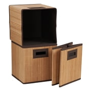 Household Essentials Storage Cubes, 3 Pack, Durable and Lightweight Bamboo Reeds, Attractive Woodgrain Texture, Decorative and Functional Design, Easy to Clean, Natural