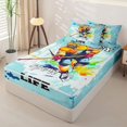 thumbnail image 2 of Erosebridal Sport Hockey Zipper Twin Comforter Sets with Fitted Sheet and 2 Pillowcases,Graffiti Splash Zipper Bedding Set,Cyan Orange Blue, 2 of 6